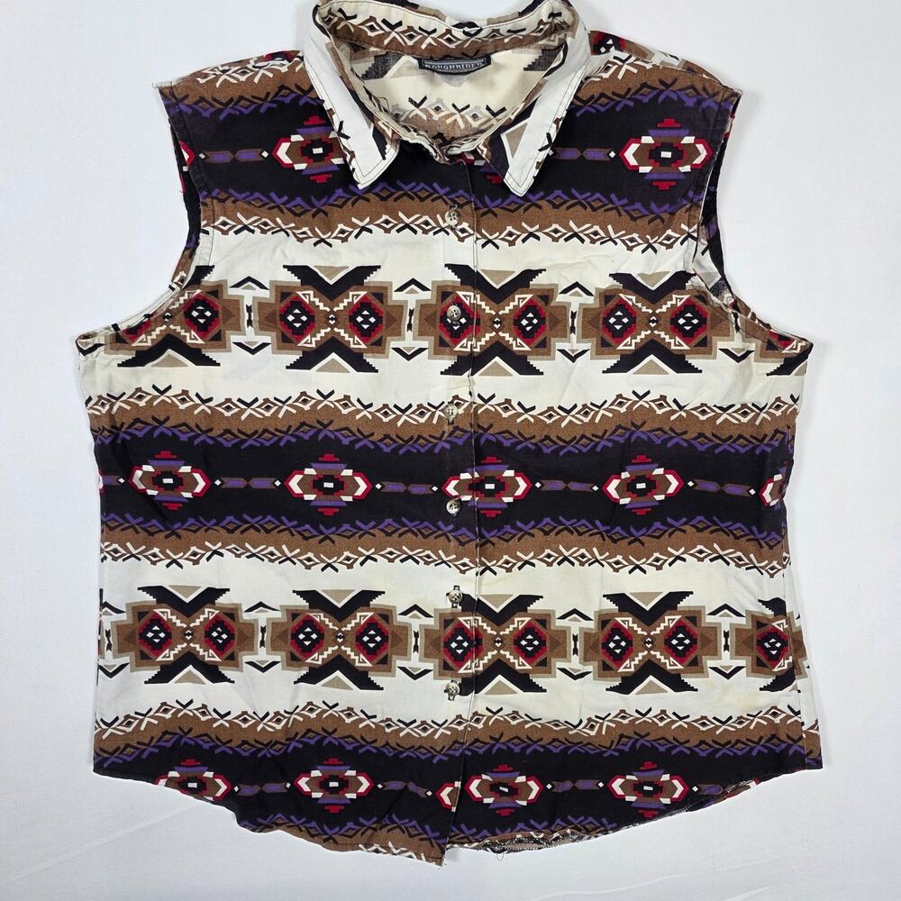 Vintage Roughrider Circle T Size Women’s XL Multicolor Aztec Western Sleeveless
